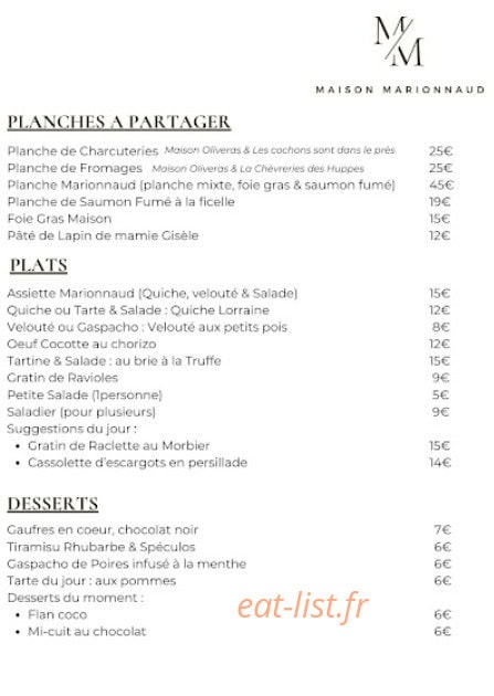 Maison Marionnaud — carte page 1