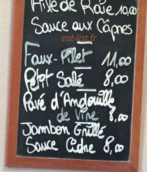 Bistrot de la Gare — carte page 1