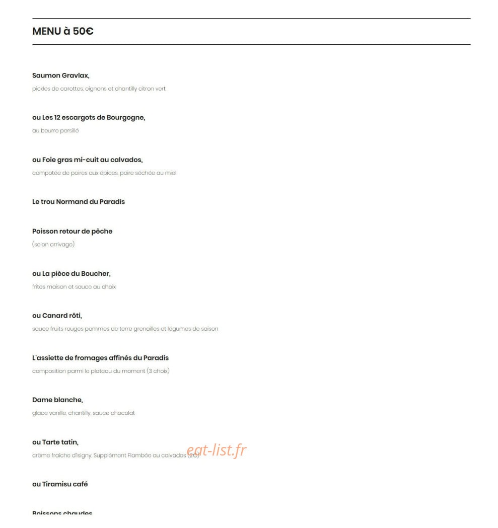 Le Comptoir du Paradis — carte page 6