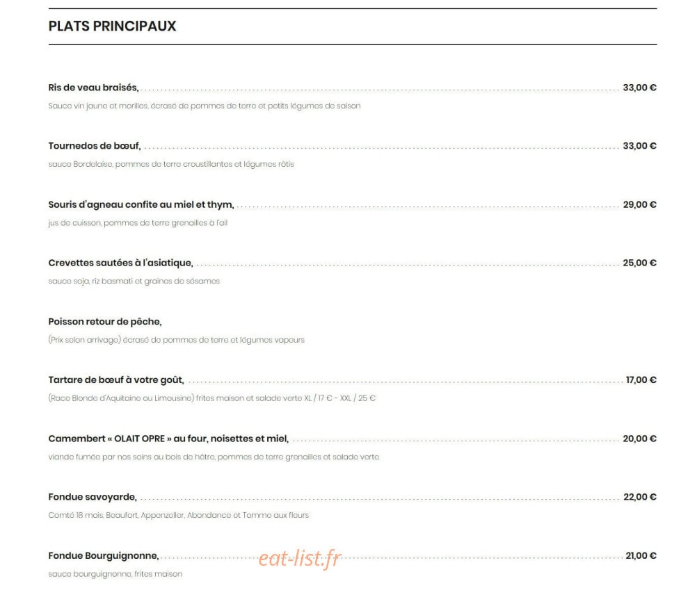 Le Comptoir du Paradis — carte page 2