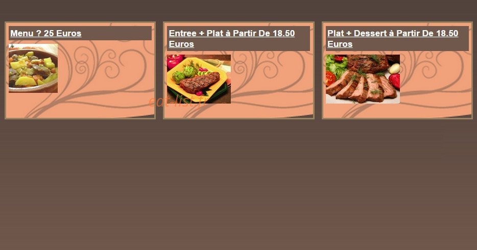 Carte et menu de La Petite France à Le Chateau d'Almeneches — Les menus