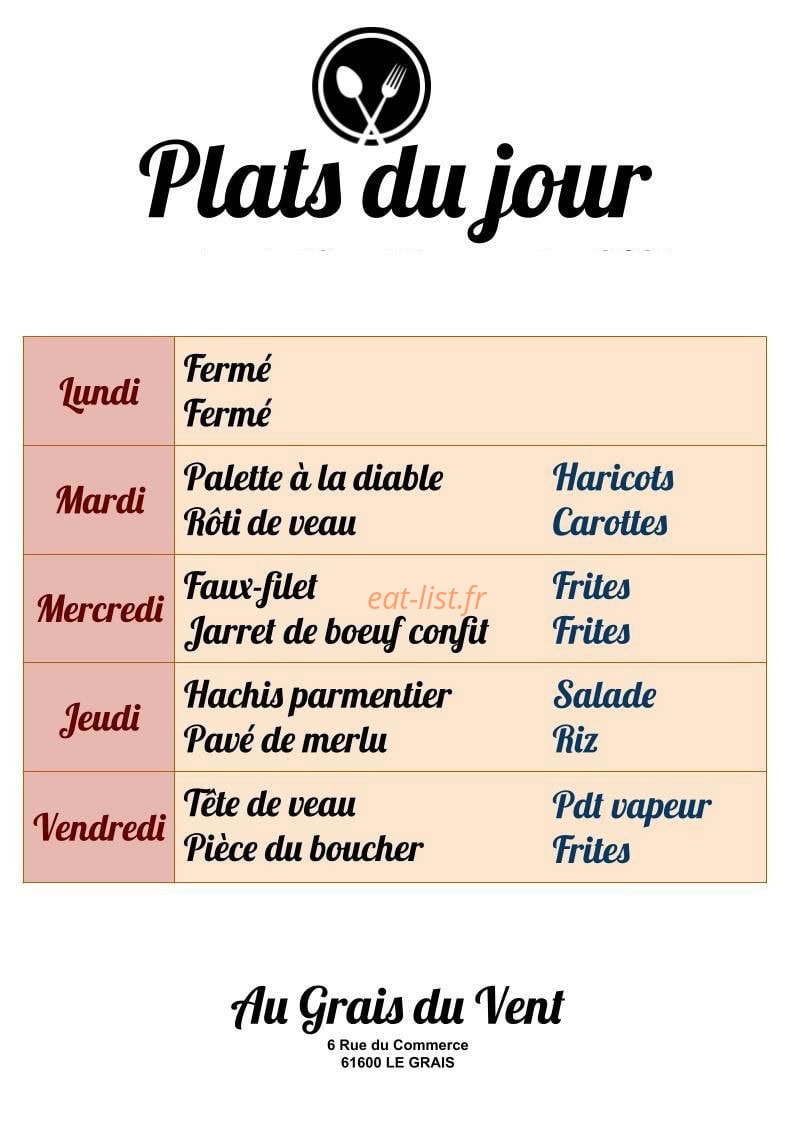 Au Grais du Vent — carte page 1