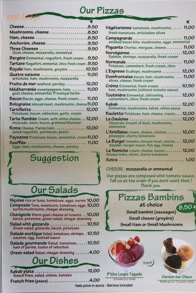 L'Express Pizza — carte page 3