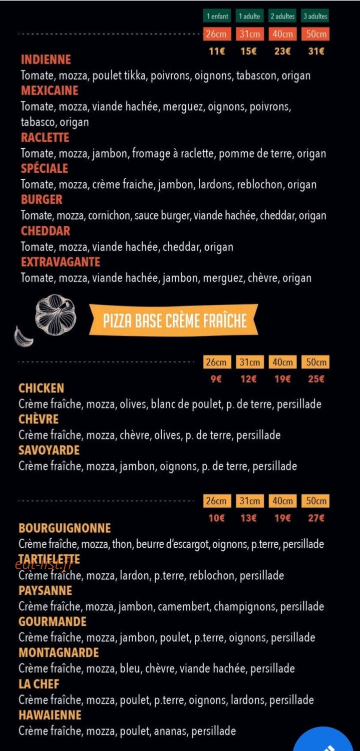 Pizza Land — carte page 2