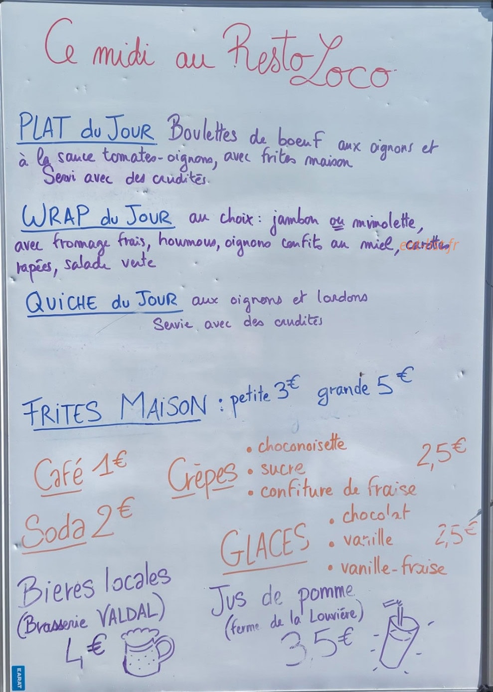 Resto Loco — carte page 1