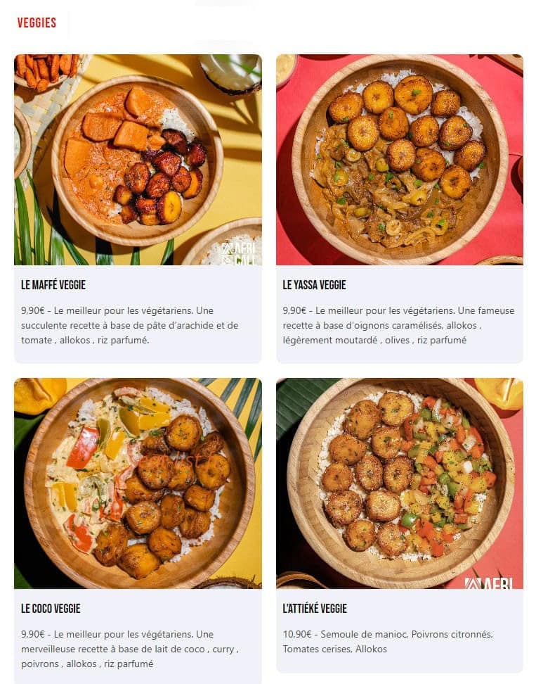 Afri Call Food — carte page 3