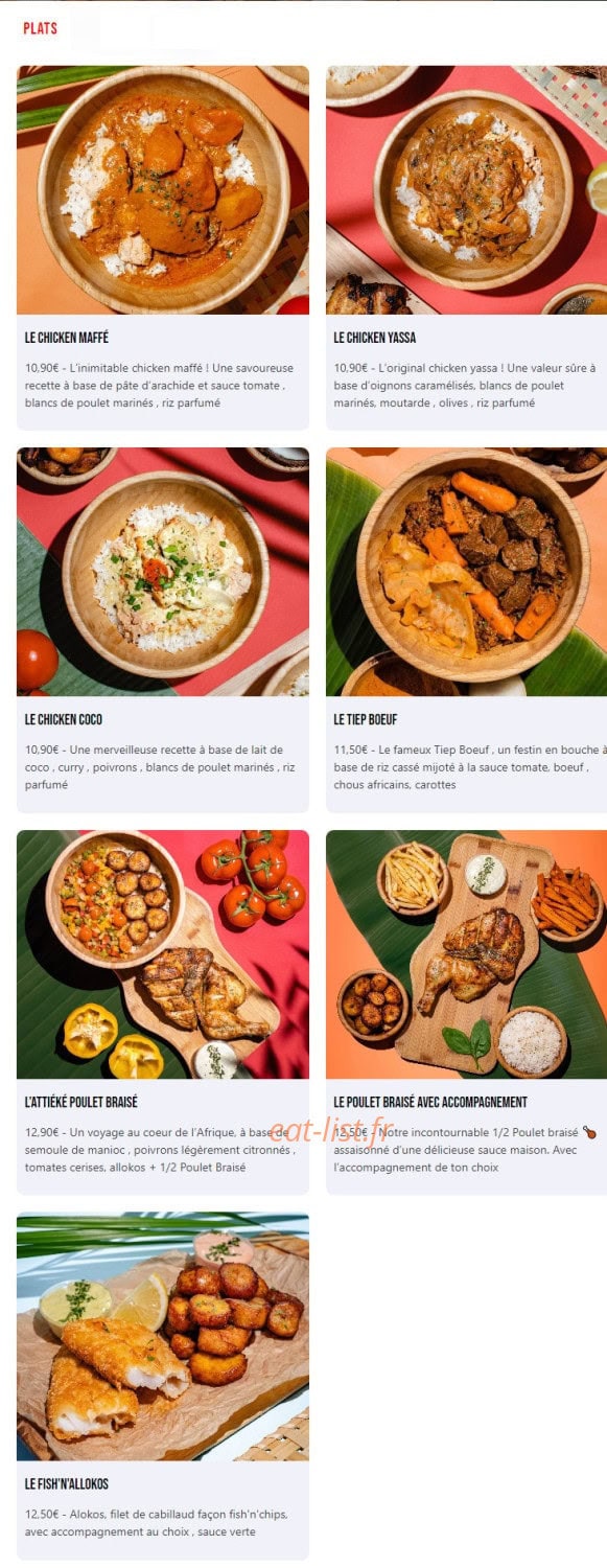 Afri Call Food — carte page 2
