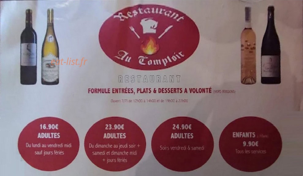 Au Comptoir — carte page 1
