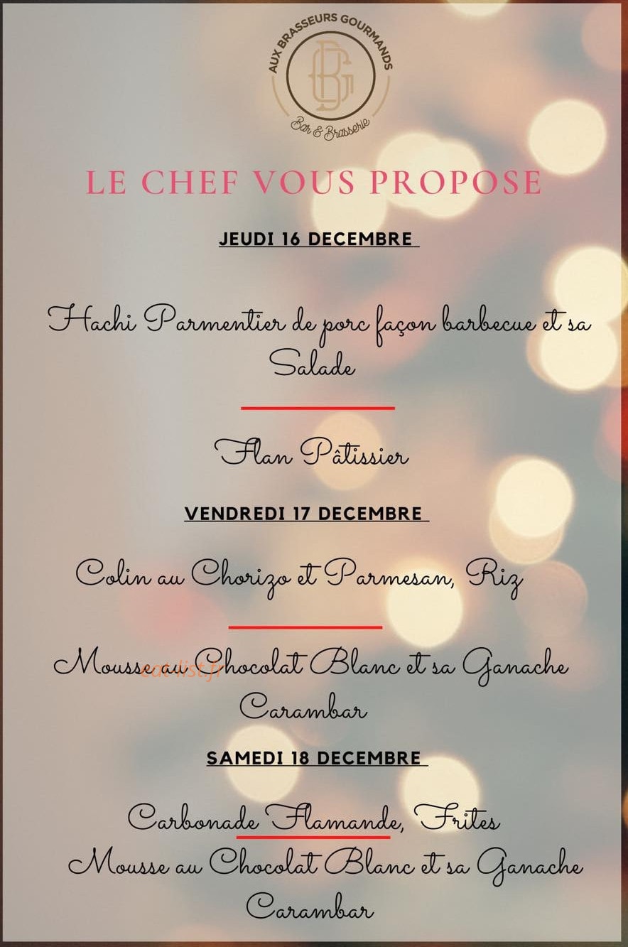 Aux Brasseurs Gourmands — carte page 1