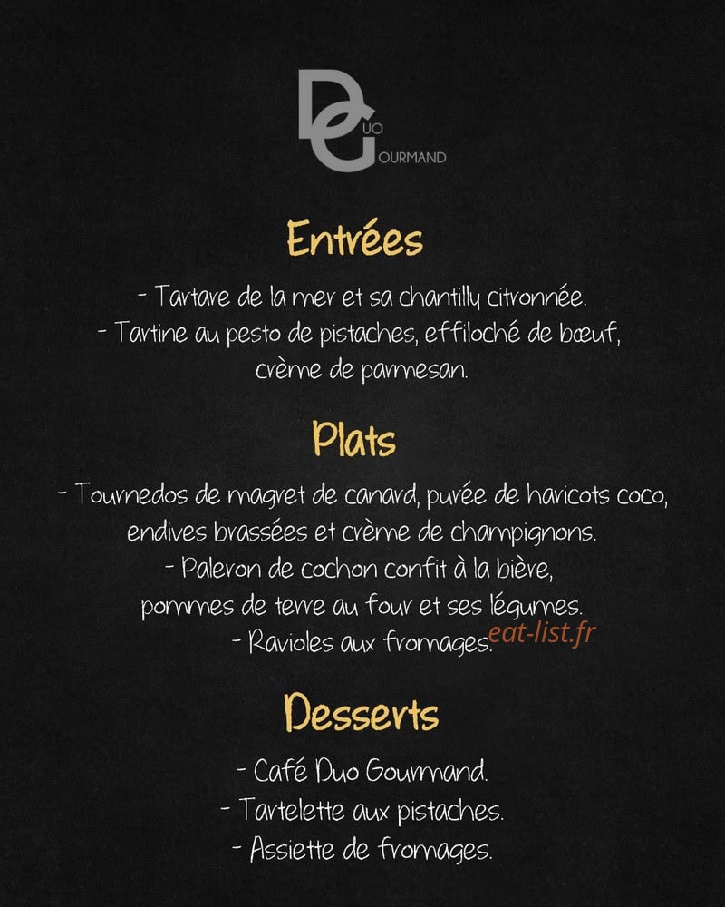 Duo Gourmand — carte page 1