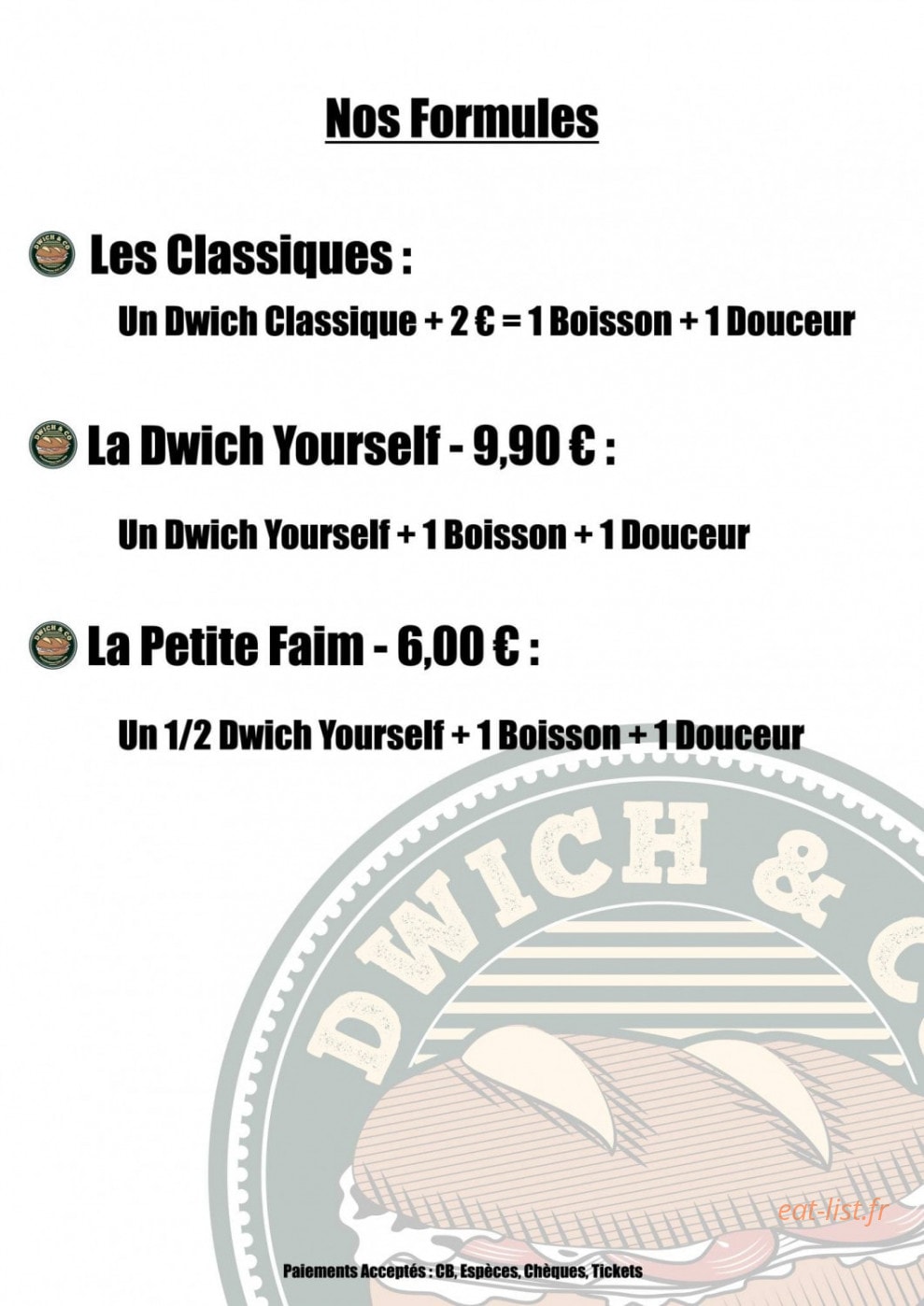 Dwich & Co — carte page 1