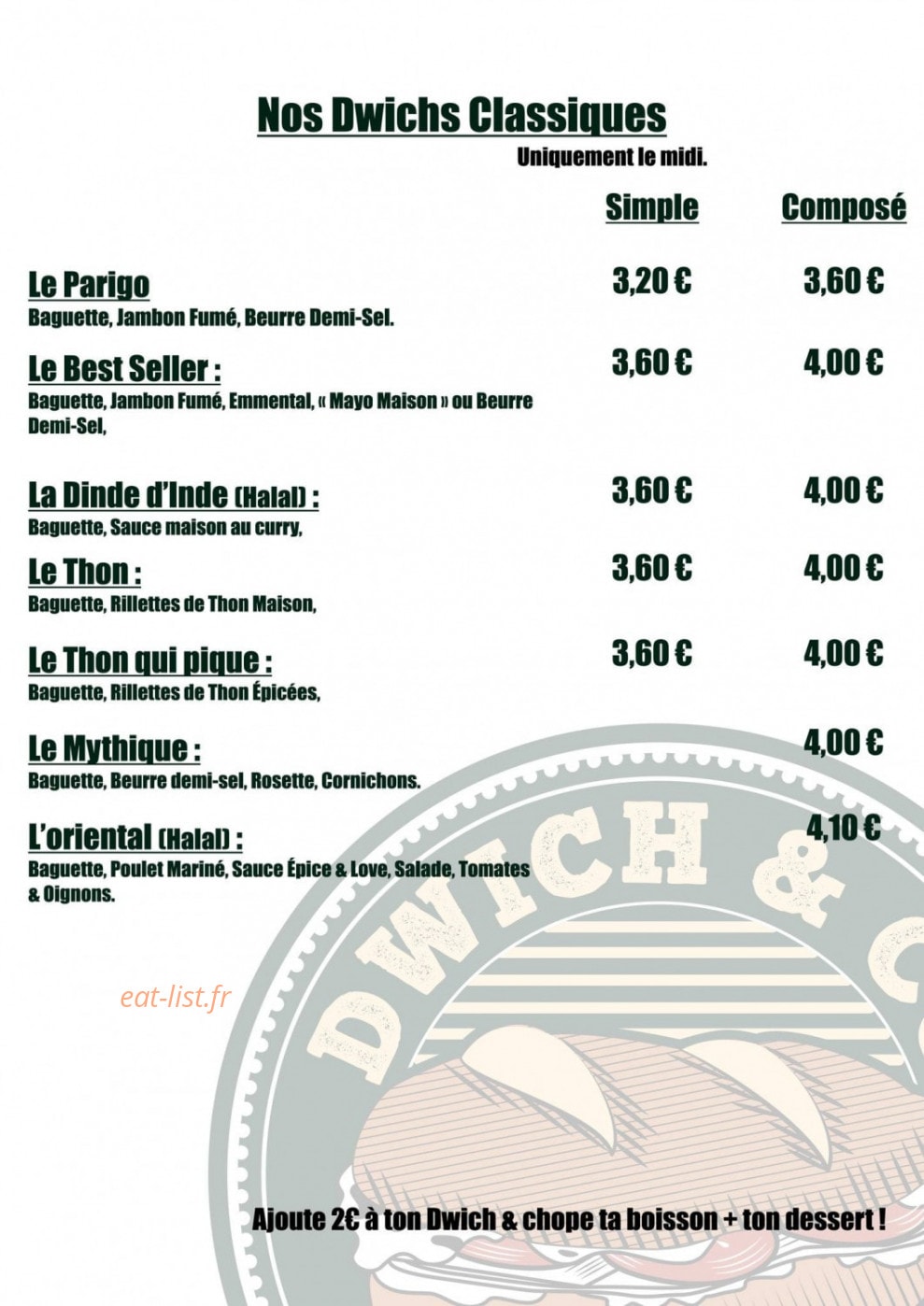 Dwich & Co — carte page 2