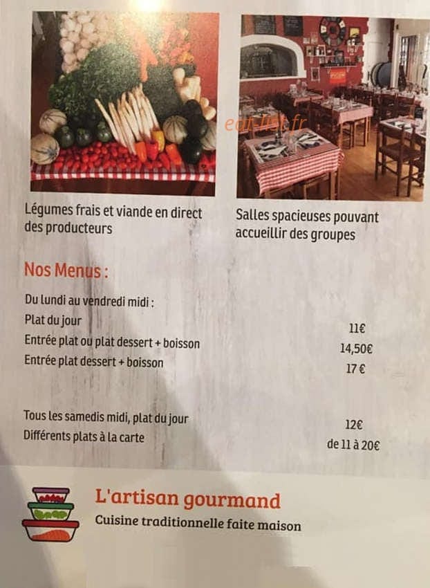 L’artisan gourmand — carte page 2