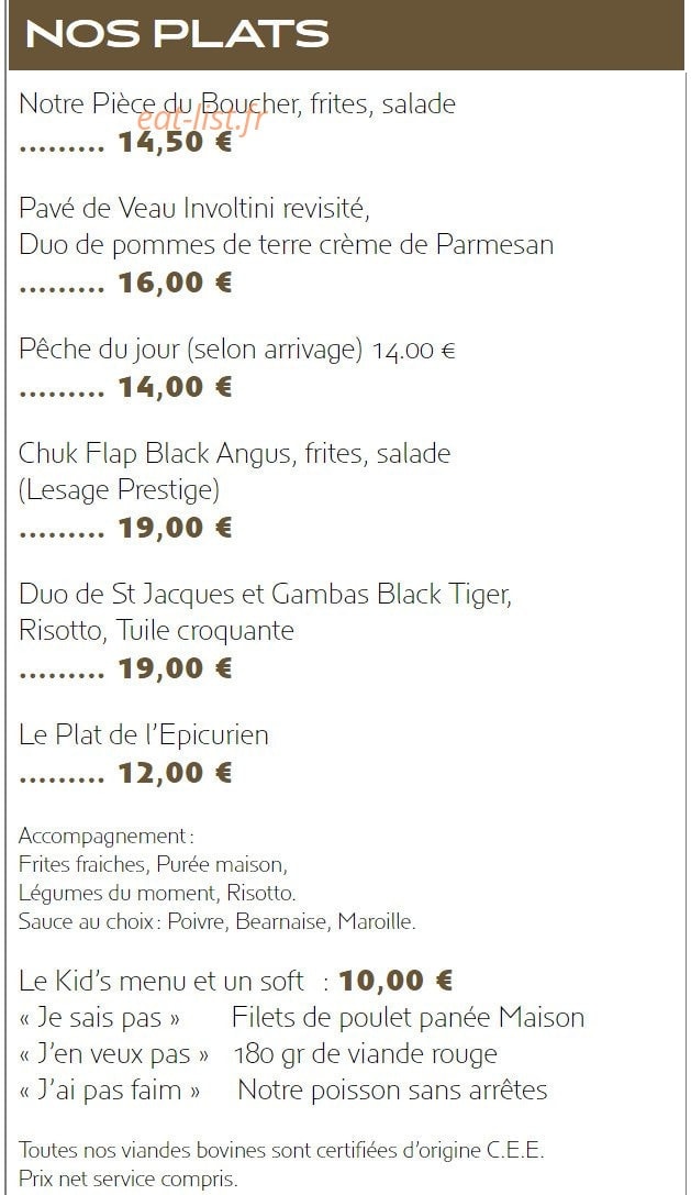 L'épicurien — carte page 2