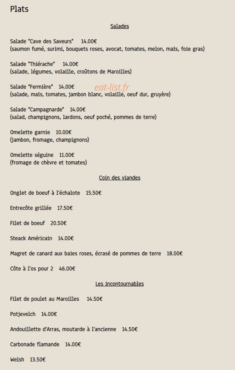 La Cave des Saveurs — carte page 2