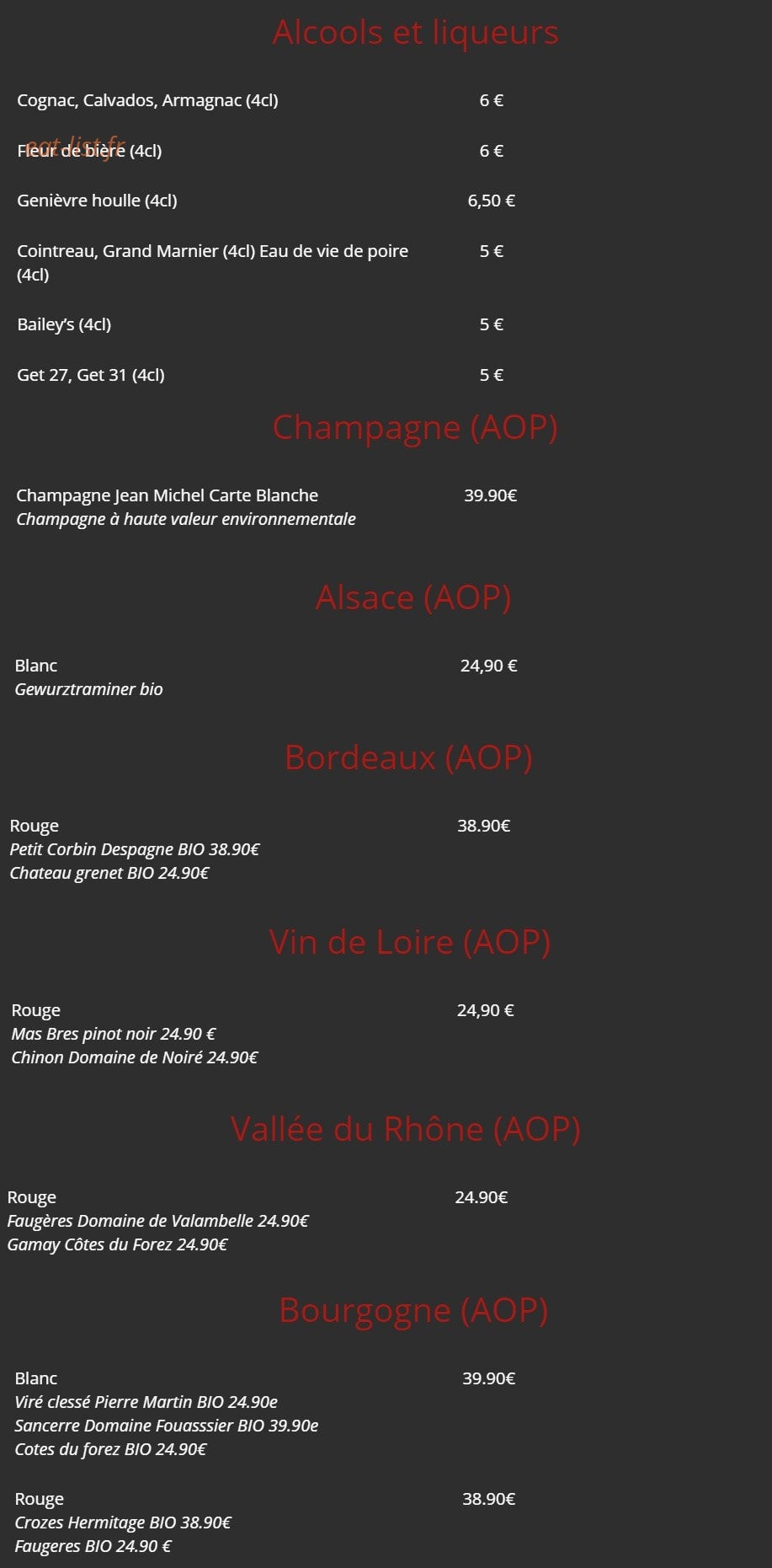 Le comptoir des halles — carte page 7