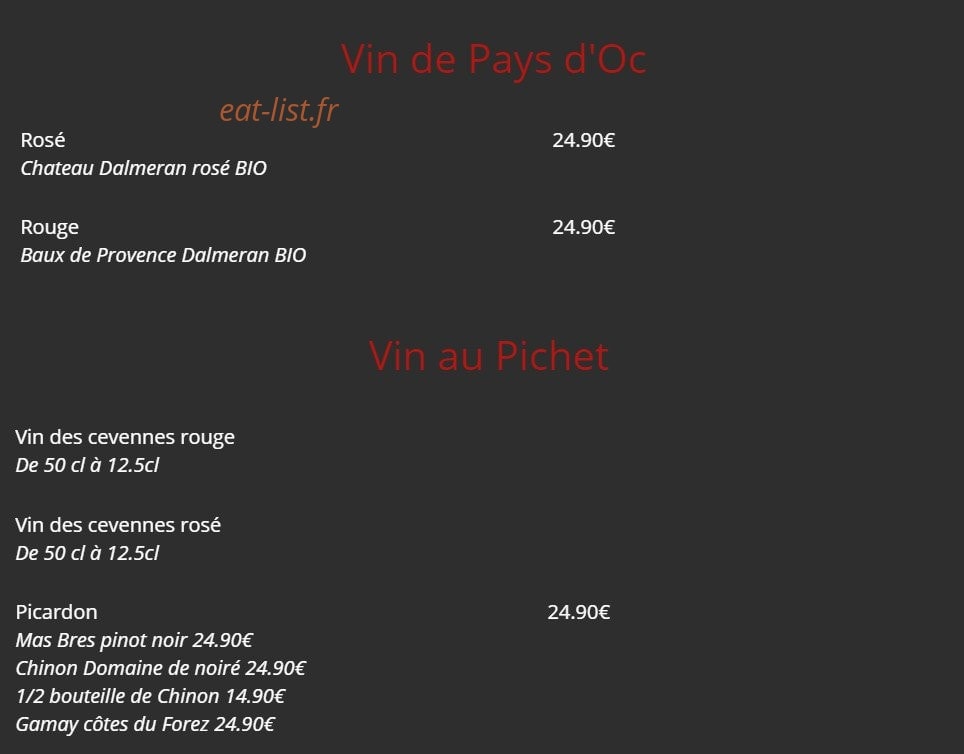 Le comptoir des halles — carte page 8