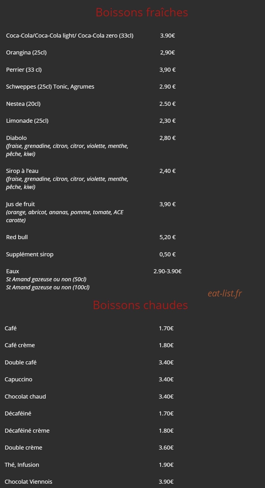 Le comptoir des halles — carte page 6