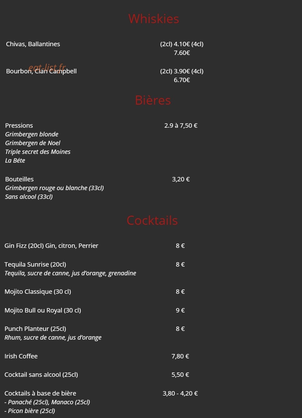 Le comptoir des halles — carte page 5