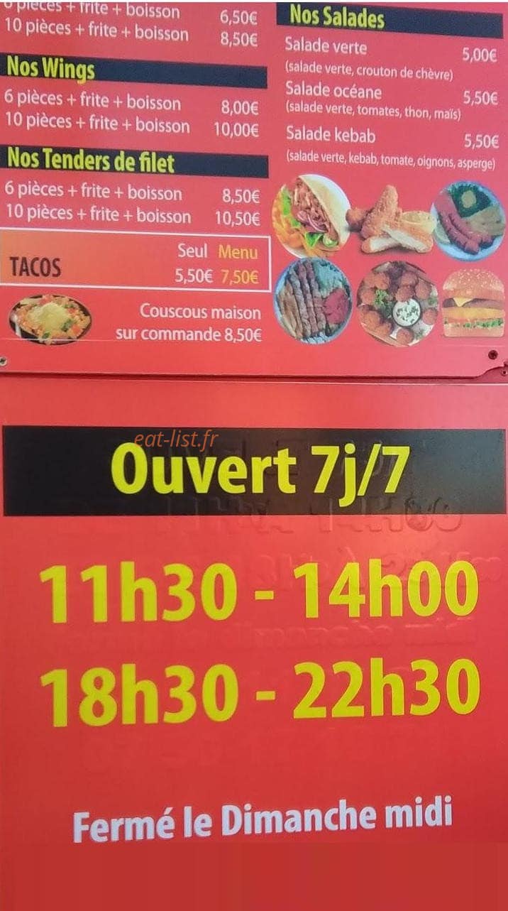 Le Rapidos Kebab — carte page 1