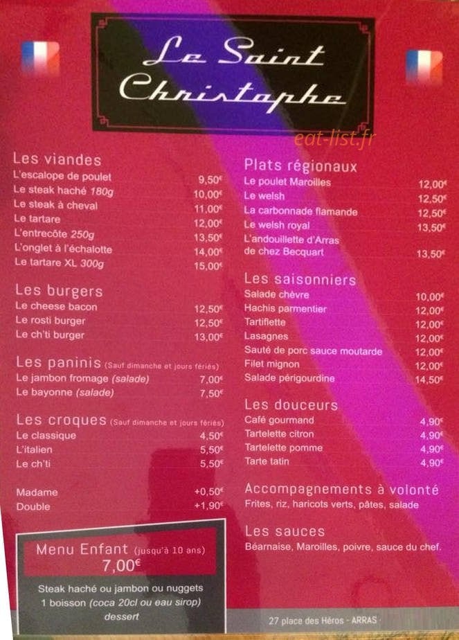 Le Saint Christophe — carte page 1