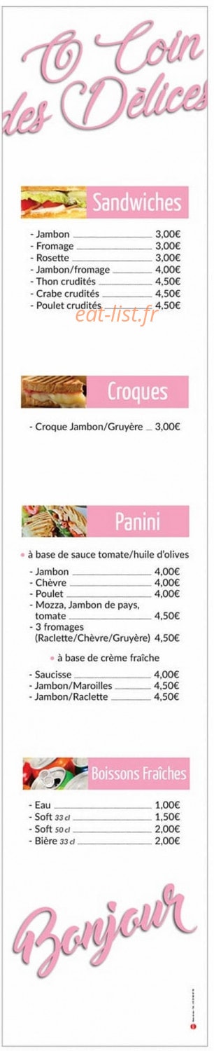 O Coin des Délices — carte page 1