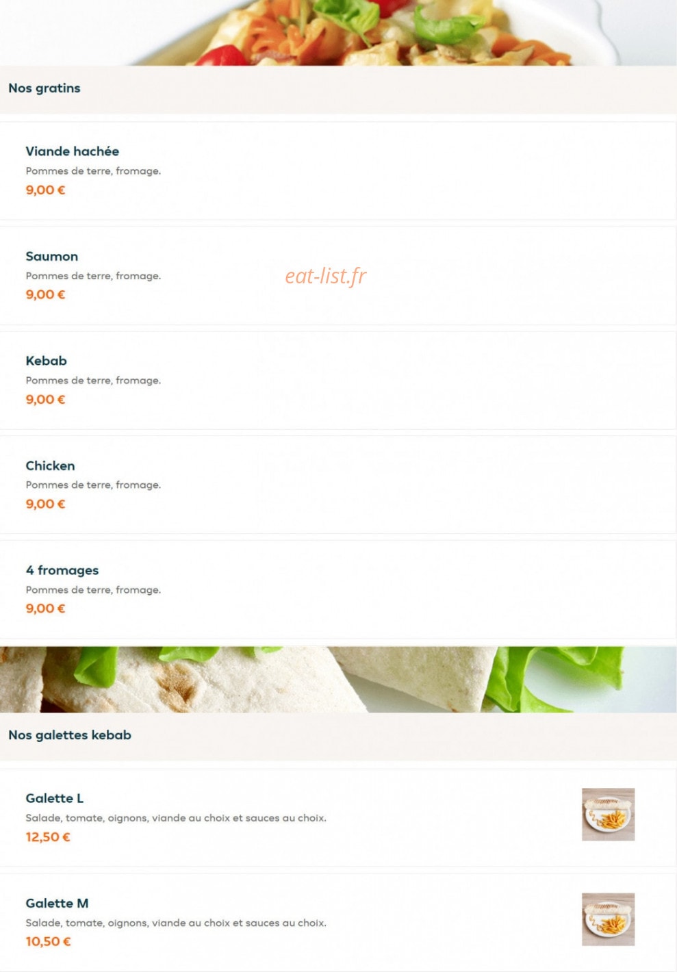 Regal Snack — carte page 16