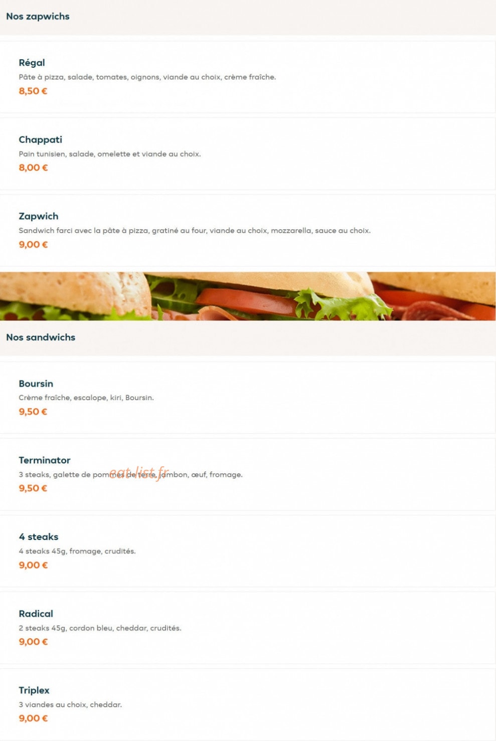Regal Snack — carte page 11