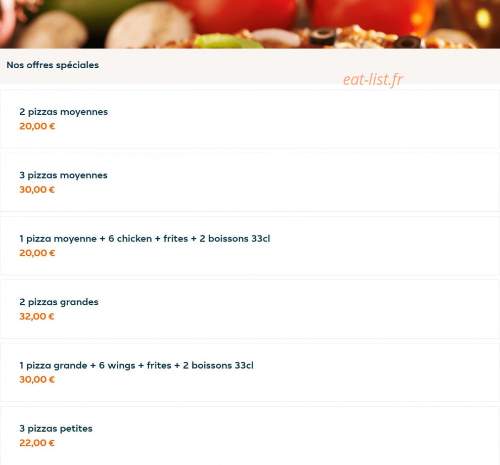 Top pizza — carte page 1