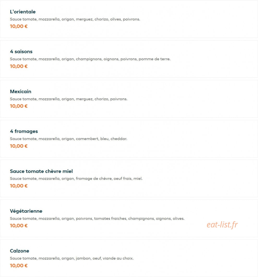 Top pizza — carte page 7