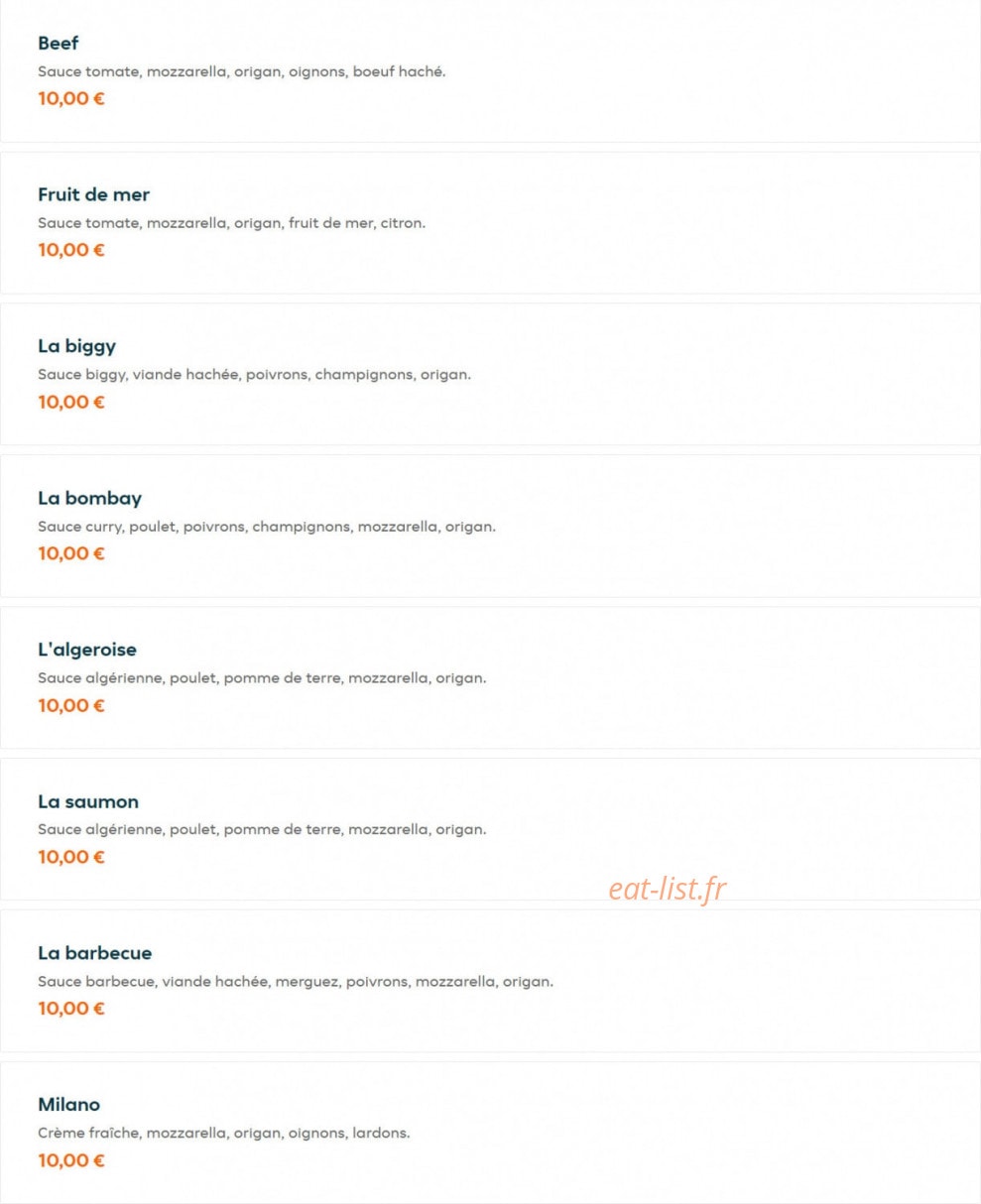 Top pizza — carte page 8