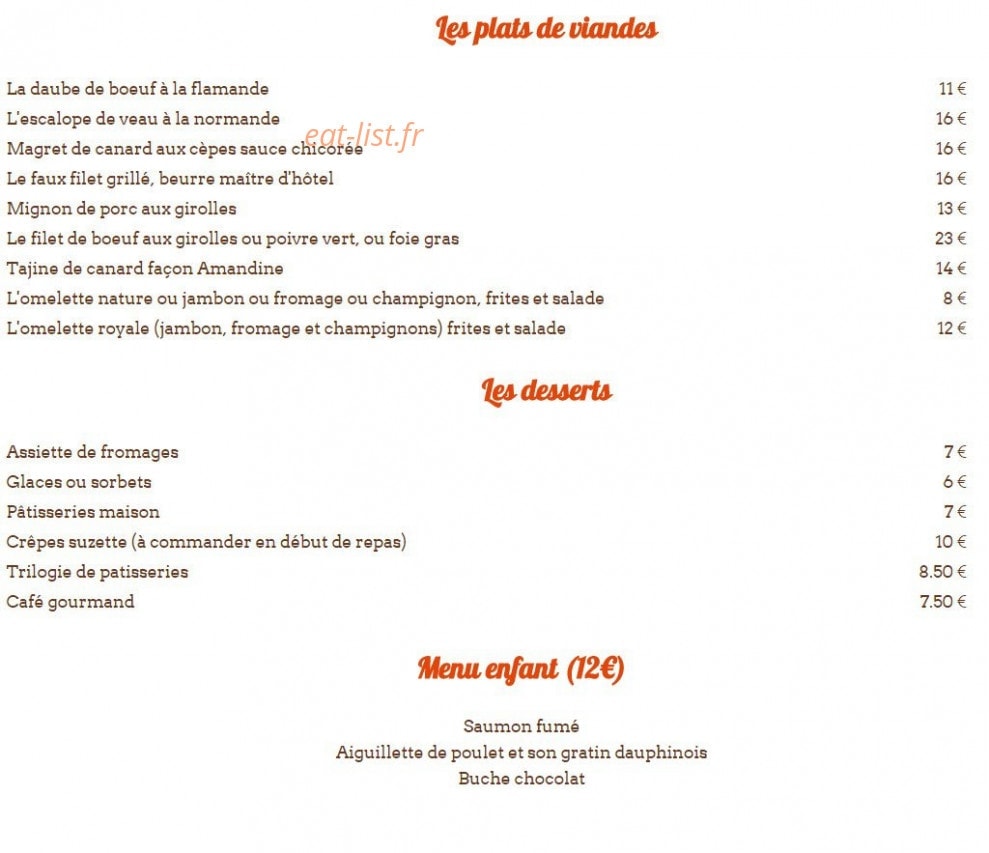 Au Coq d’Or — carte page 2