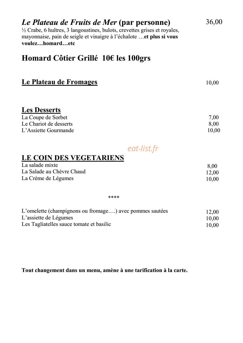 Au Côte d'Argent — carte page 6