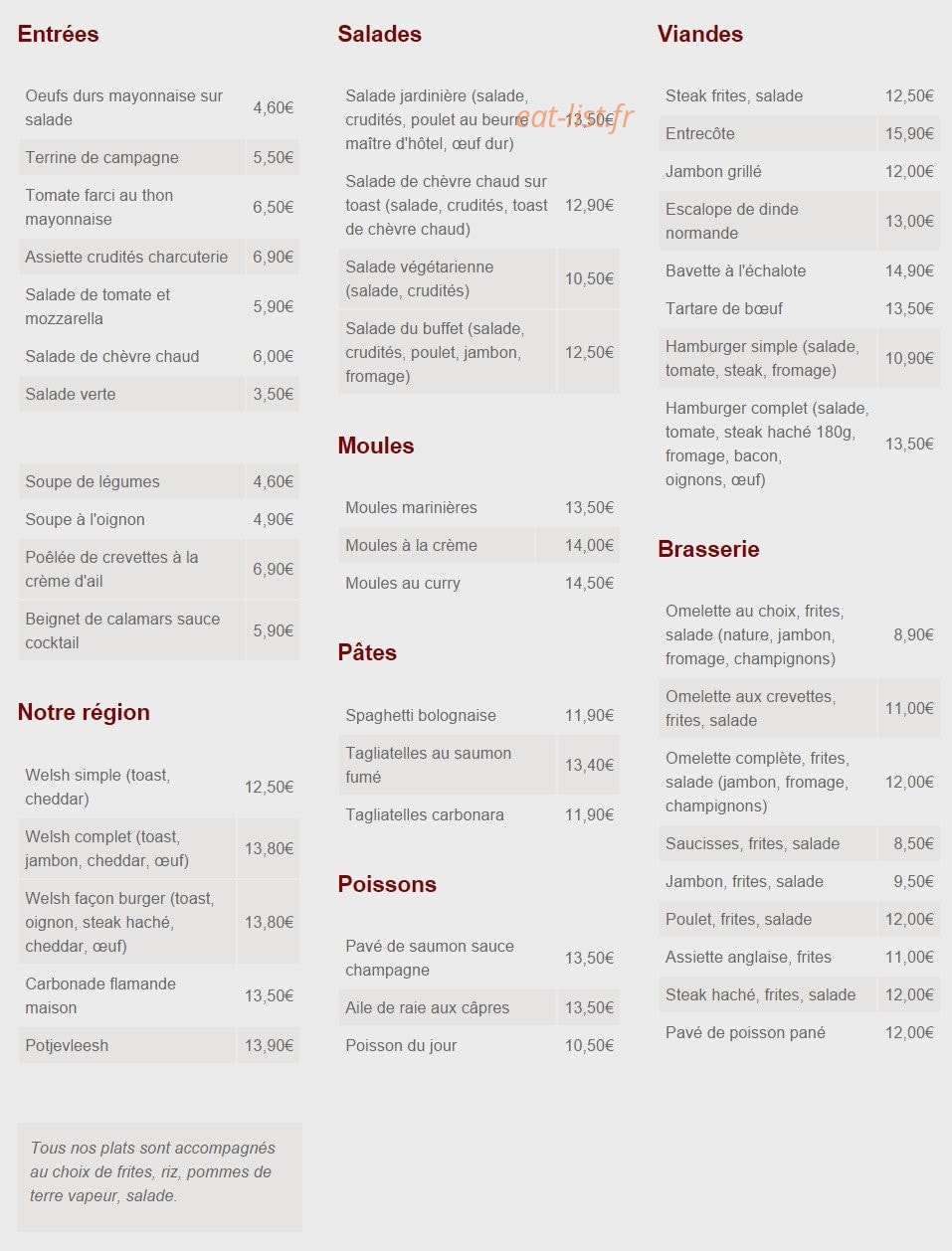 Buffet de la gare — carte page 1