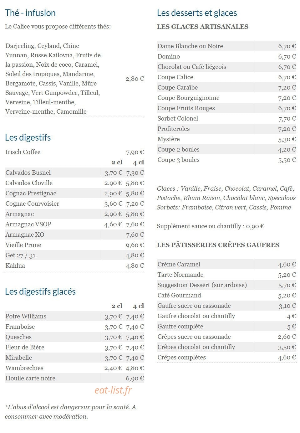 Café Au Calice — carte page 4