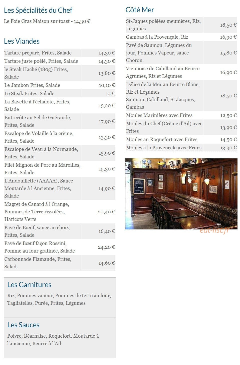Café Au Calice — carte page 3
