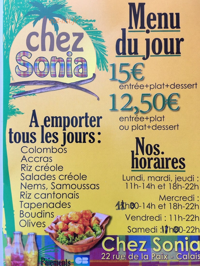 Chez Sonia — carte page 1