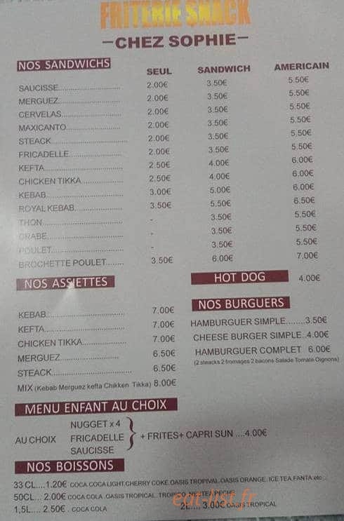 Chez Sophie — carte page 1