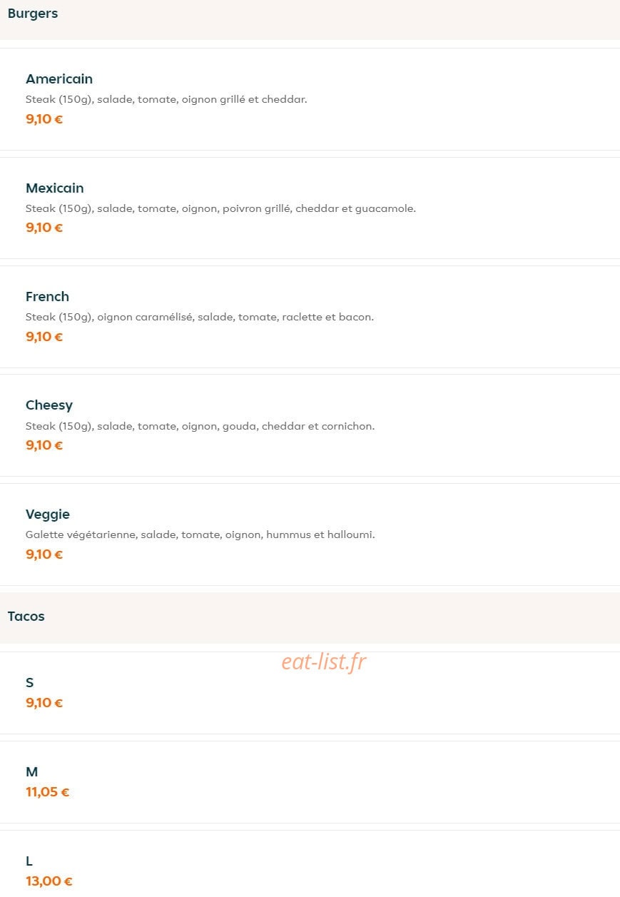Fries N Flavors — carte page 1