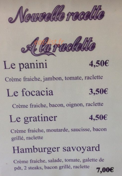 Friterie des cailloux — carte page 1