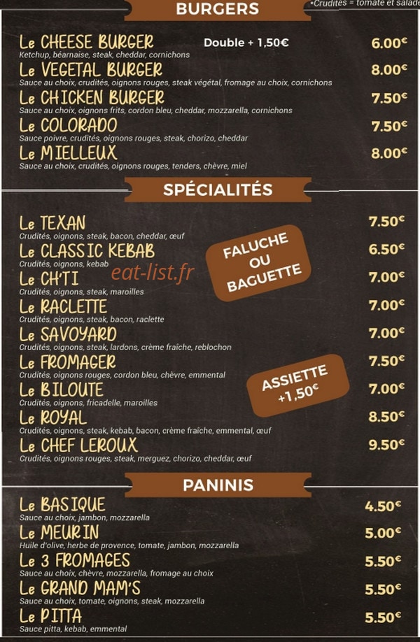 Friterie Leroux — carte page 3
