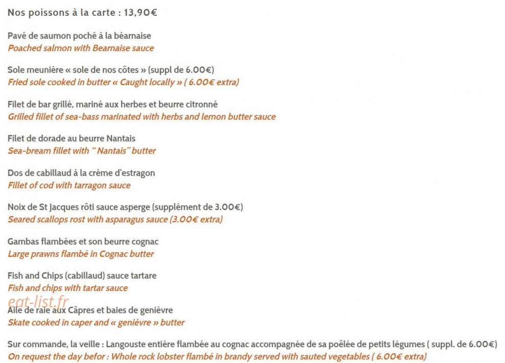 Hotel Restaurant de la Plage — carte page 6
