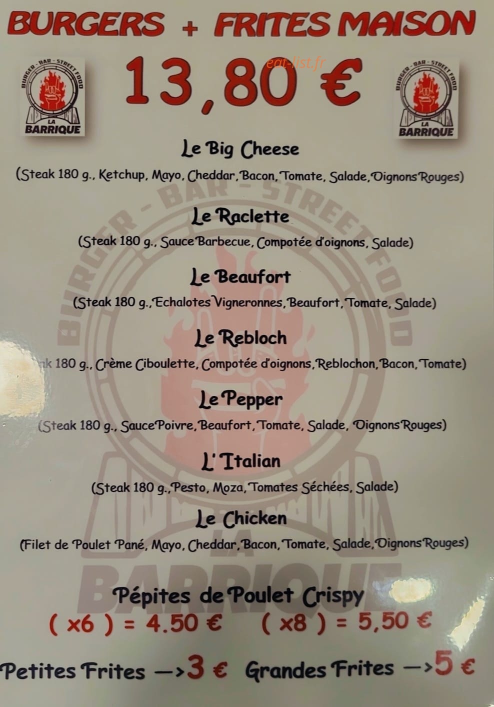 La Barrique — carte page 1