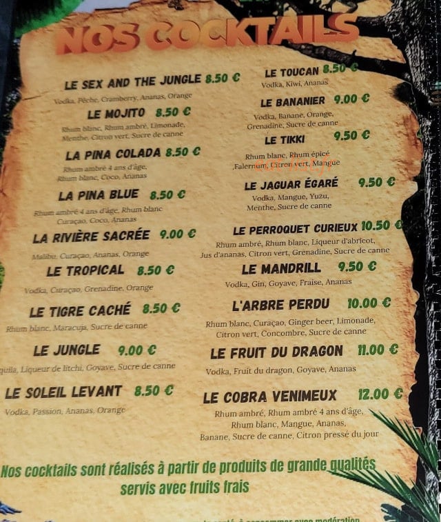 Le jungle bar — carte page 3