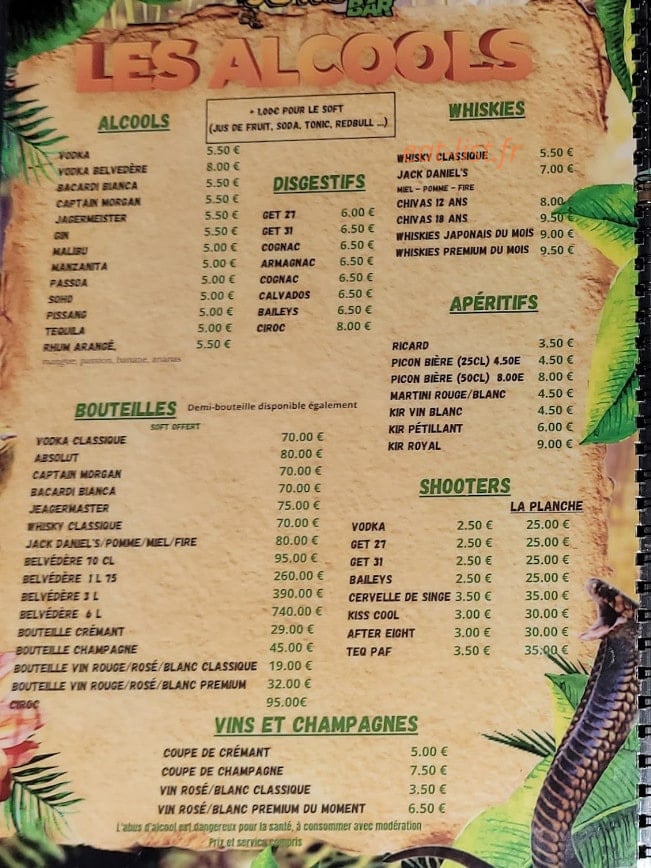 Le jungle bar — carte page 4