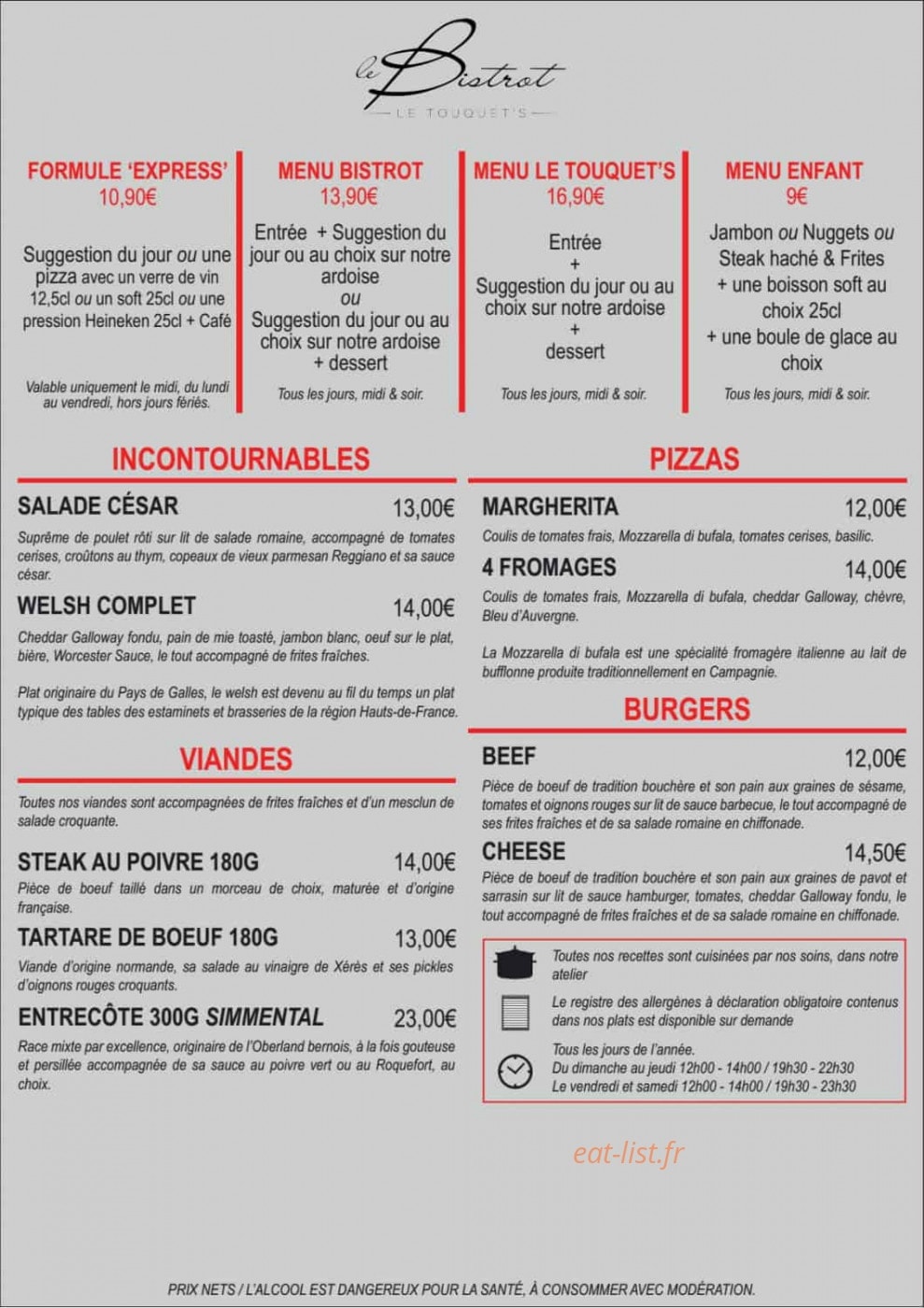 Le Touquet's — carte page 1