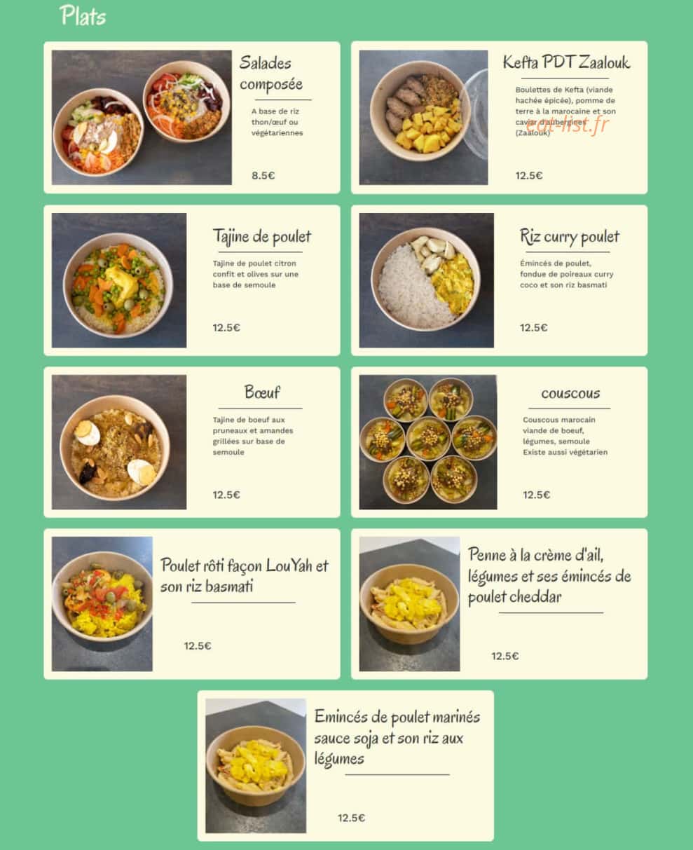 LouYah' Juice&Food — carte page 2