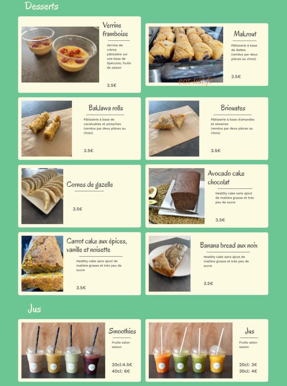 LouYah' Juice&Food — carte page 5