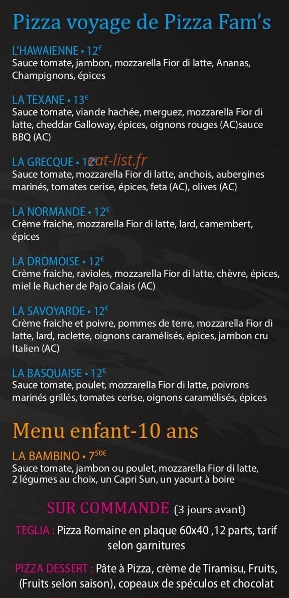 Pizza Fam's — carte page 4