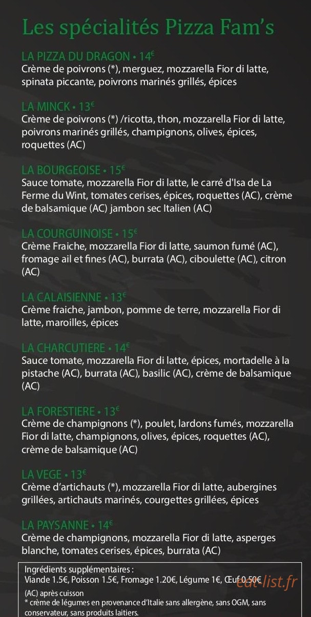 Pizza Fam's — carte page 3
